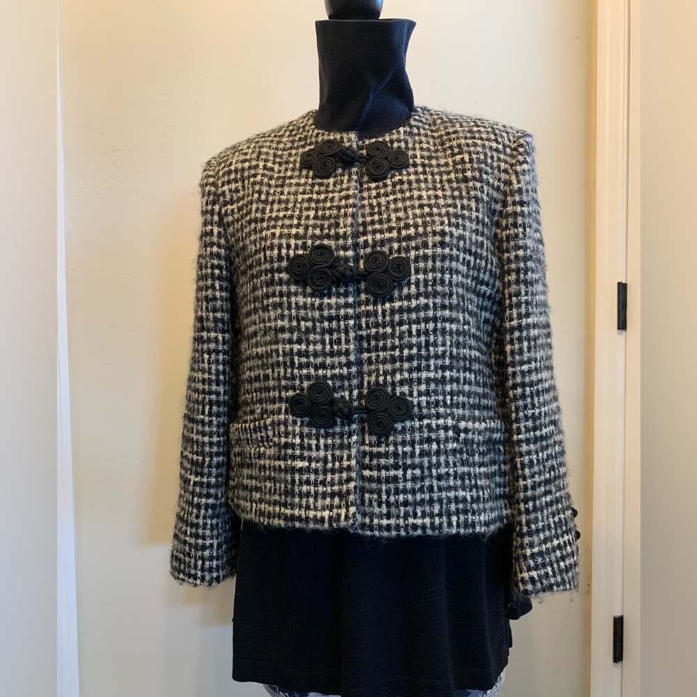 Chic Black, Grey and White Tweed Women's Blazer